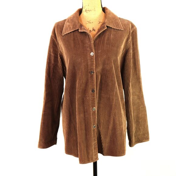 J. JILL Corduroy Embroidered Button Down Top size M - Picture 1 of 7